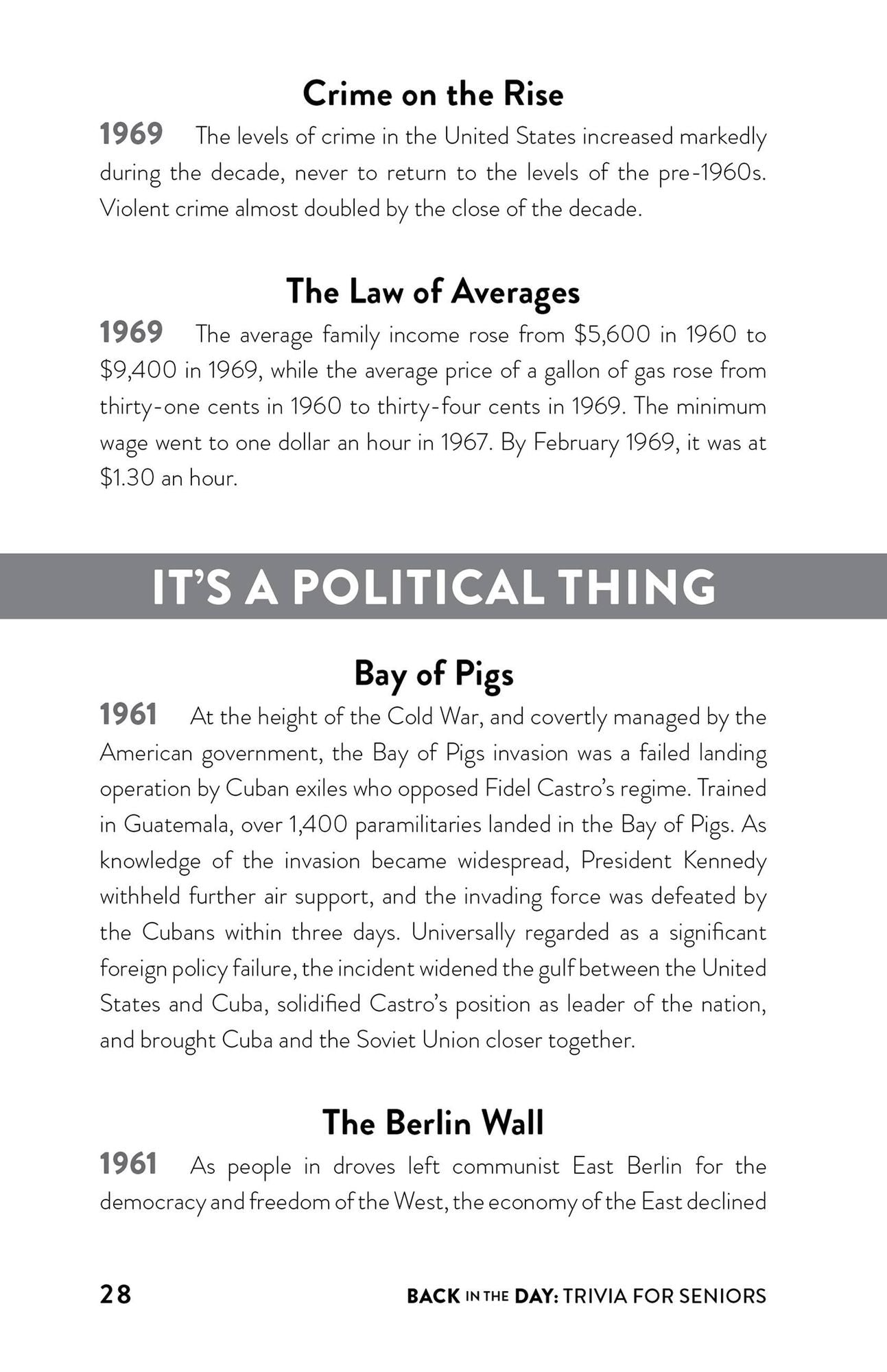 Back in the Day Trivia for Seniors: Facts and Trivia from History and Pop Culture to Keep Your Mind Sharp and Boost Your Memory