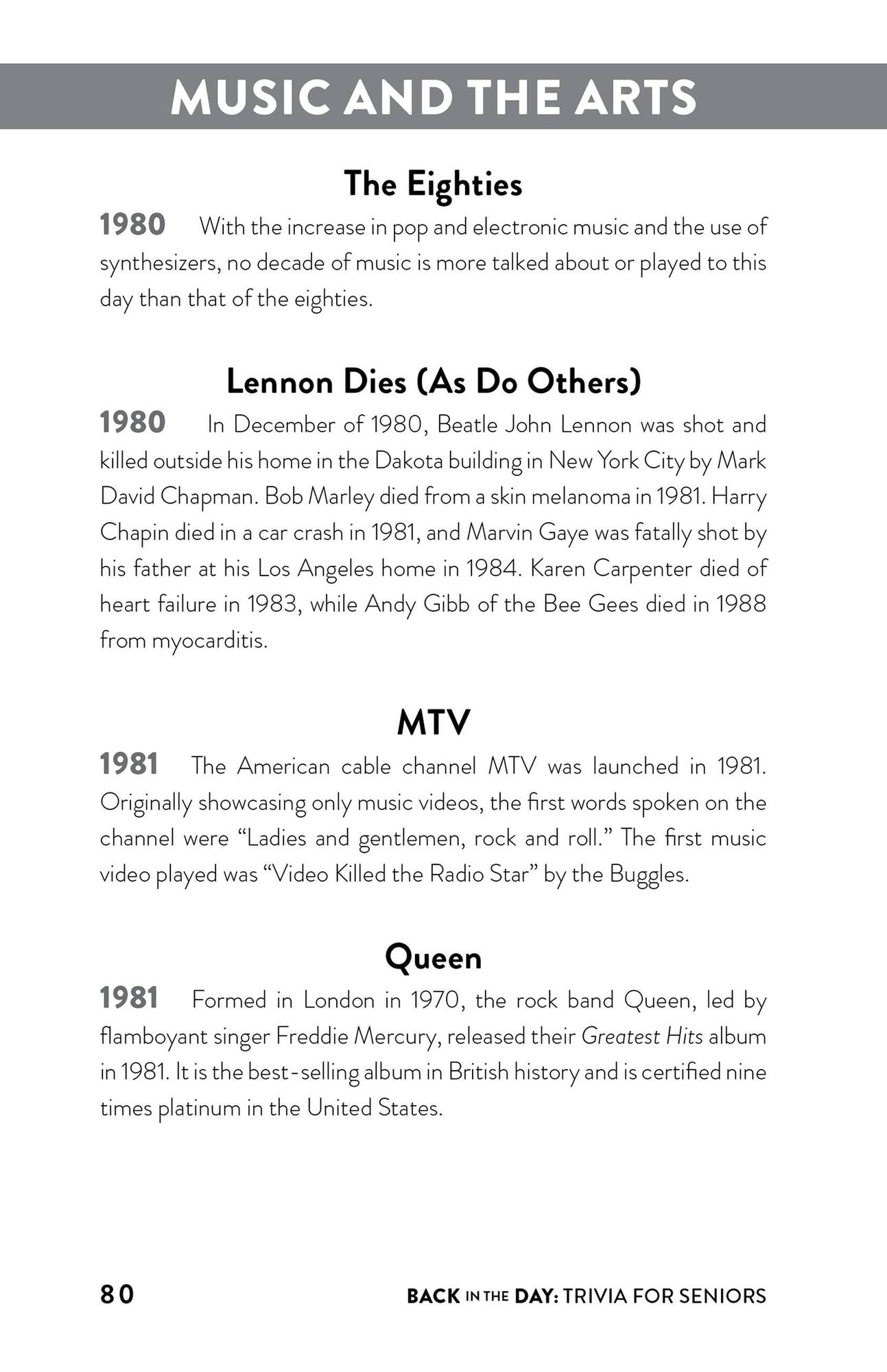 Back in the Day Trivia for Seniors: Facts and Trivia from History and Pop Culture to Keep Your Mind Sharp and Boost Your Memory