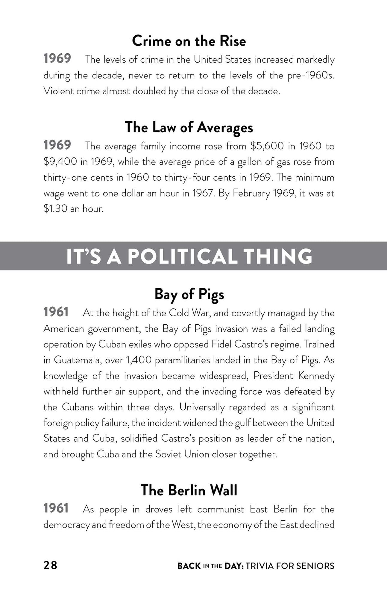 Back in the Day Trivia for Seniors: Facts and Trivia from History and Pop Culture to Keep Your Mind Sharp and Boost Your Memory