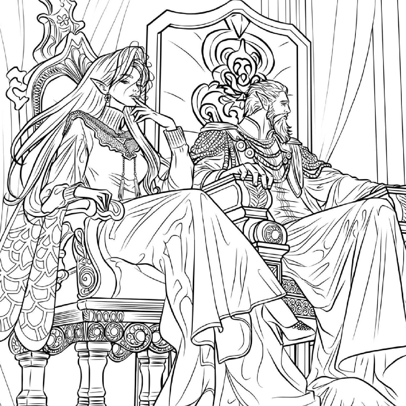 The Romantasy Coloring Book: An Adult Coloring Book Featuring 24 Gorgeous Romance and Fantasy-Themed Illustrations