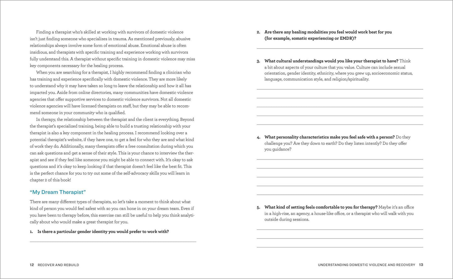 Recover and Rebuild Domestic Violence Workbook: Moving On from Partner Abuse
