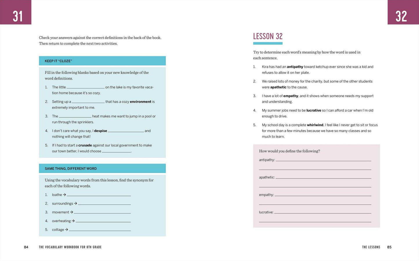 The Vocabulary Workbook for 8th Grade: Weekly Activities to Boost Your Word Power