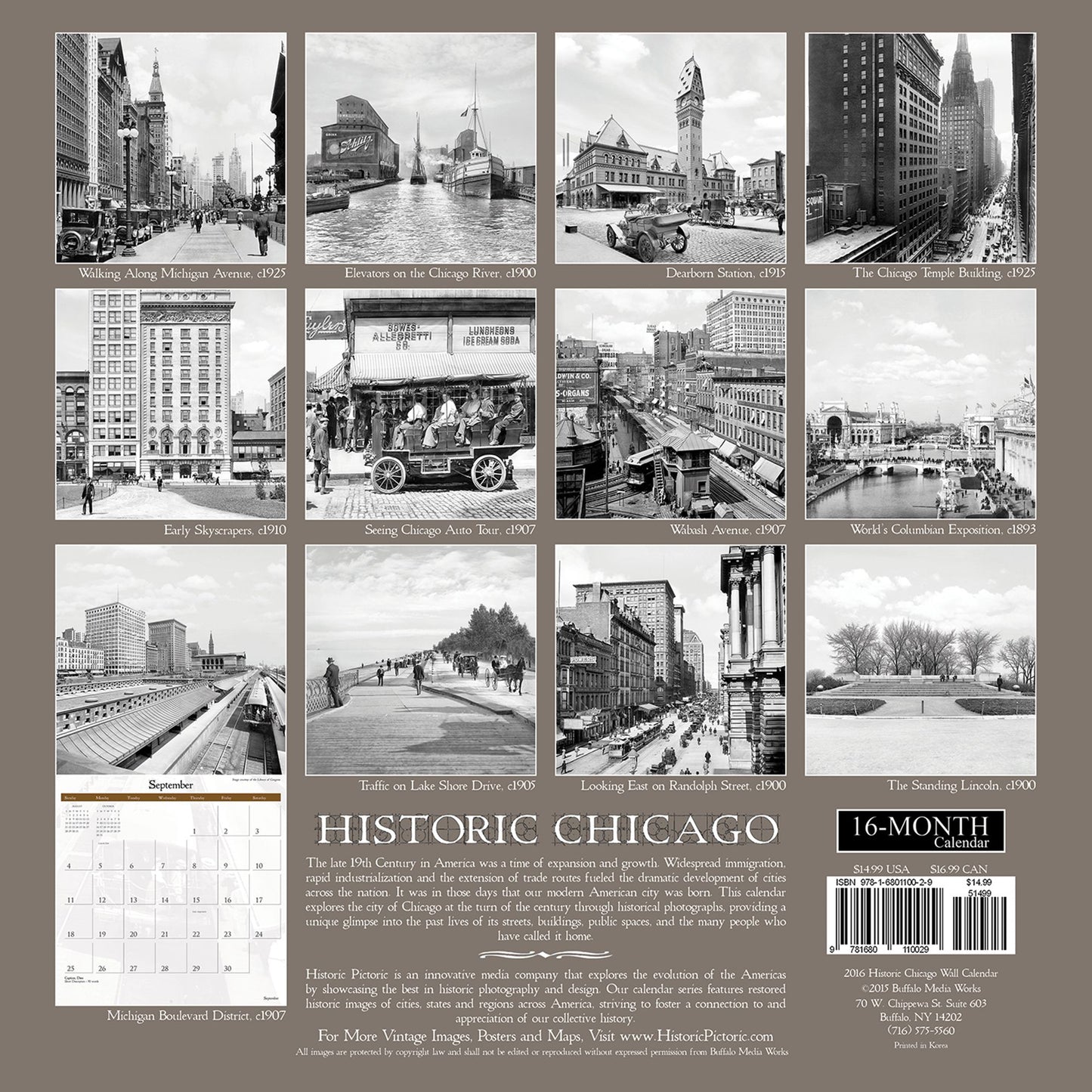 2016 Historic Chicago Wall Calendar