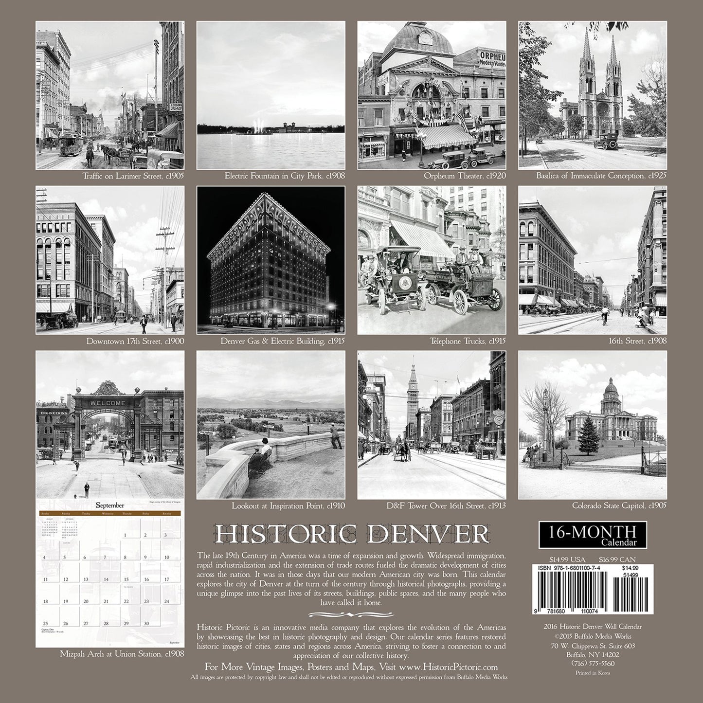 2016 Historic Denver Wall Calendar