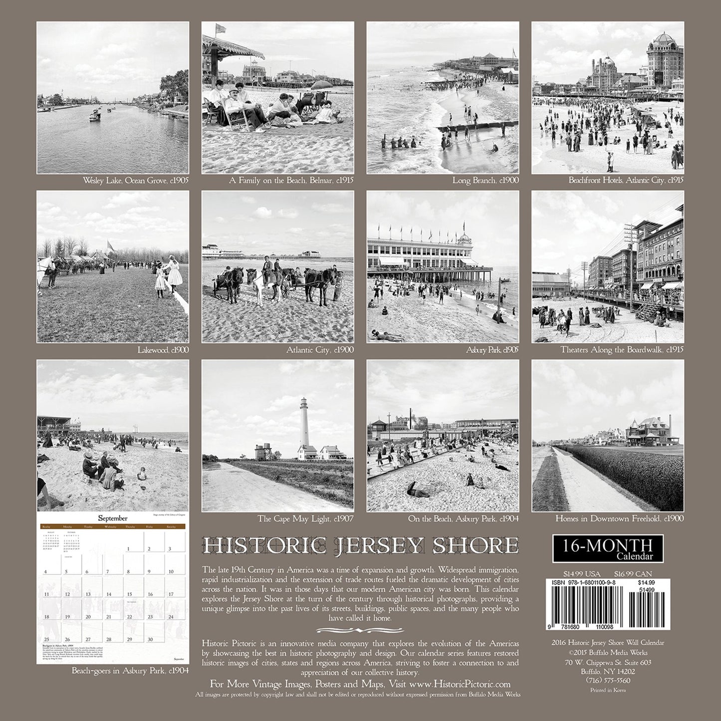 2016 Historic Jersey Shore Wall Calendar