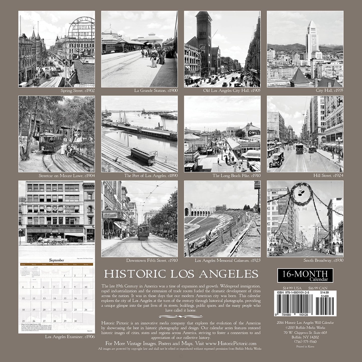 2016 Historic Los Angeles Wall Calendar