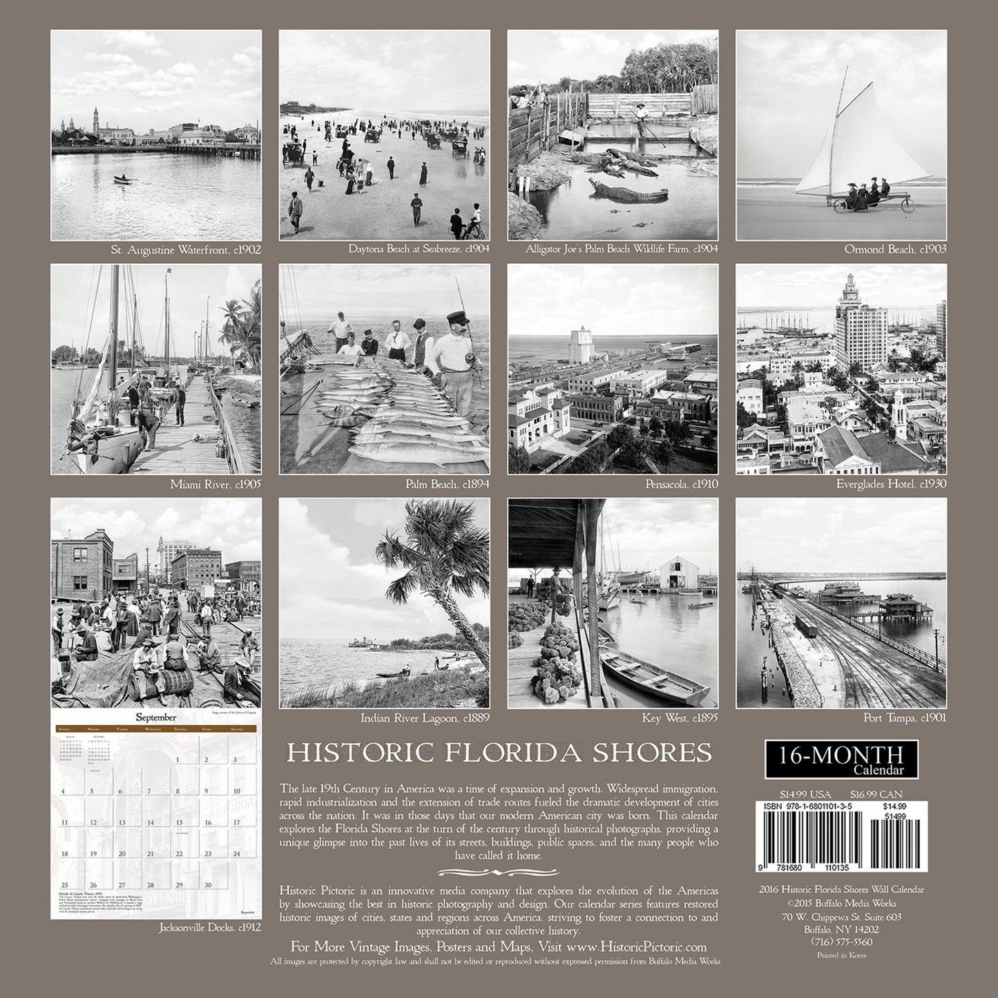 2016 Historic Florida Shores Wall Calendar