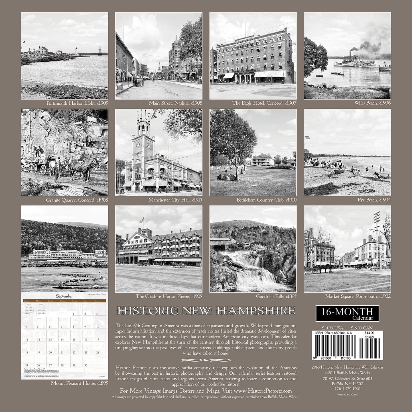 2016 Historic New Hampshire Wall Calendar