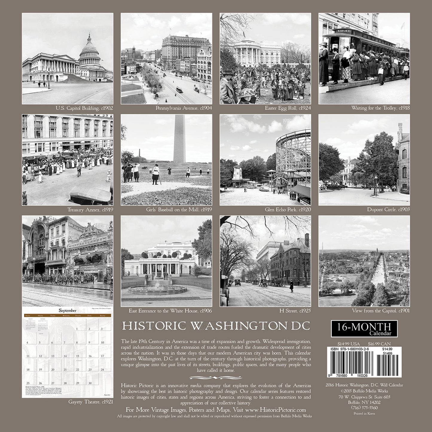 2016 Historic Washington, DC Wall Calendar