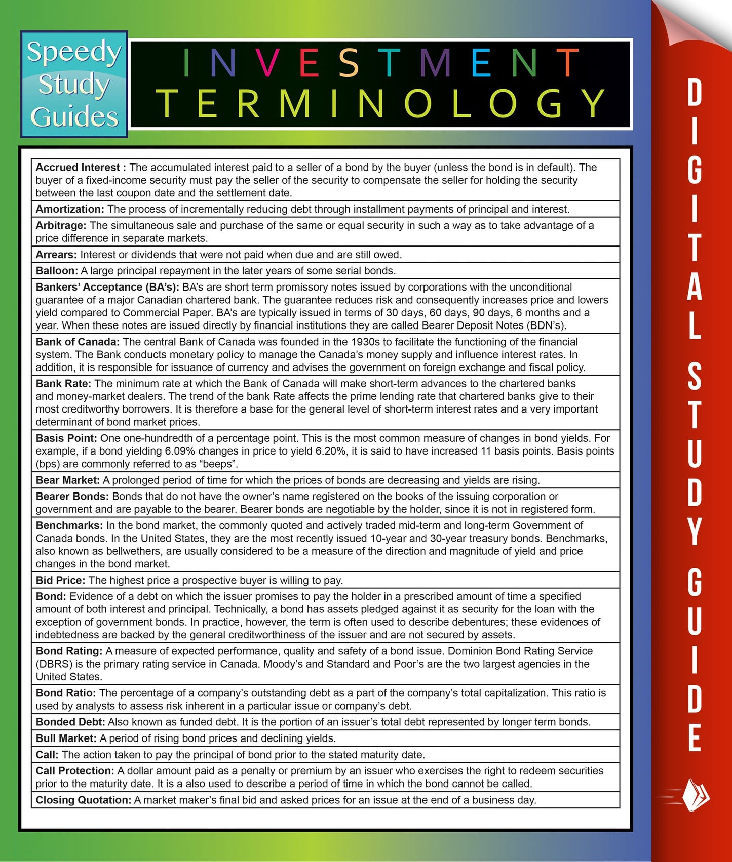 Investment Terminology: Speedy Study Guides