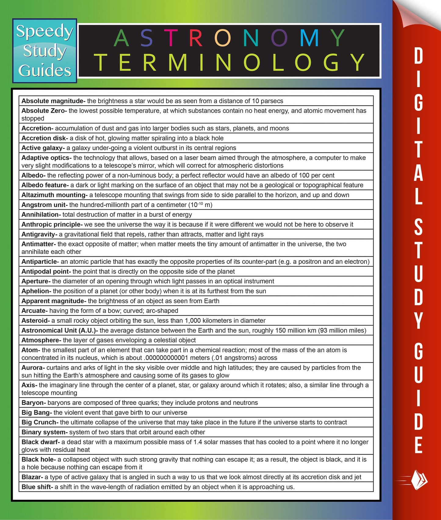 Astronomy Terminology: Speedy Study Guides