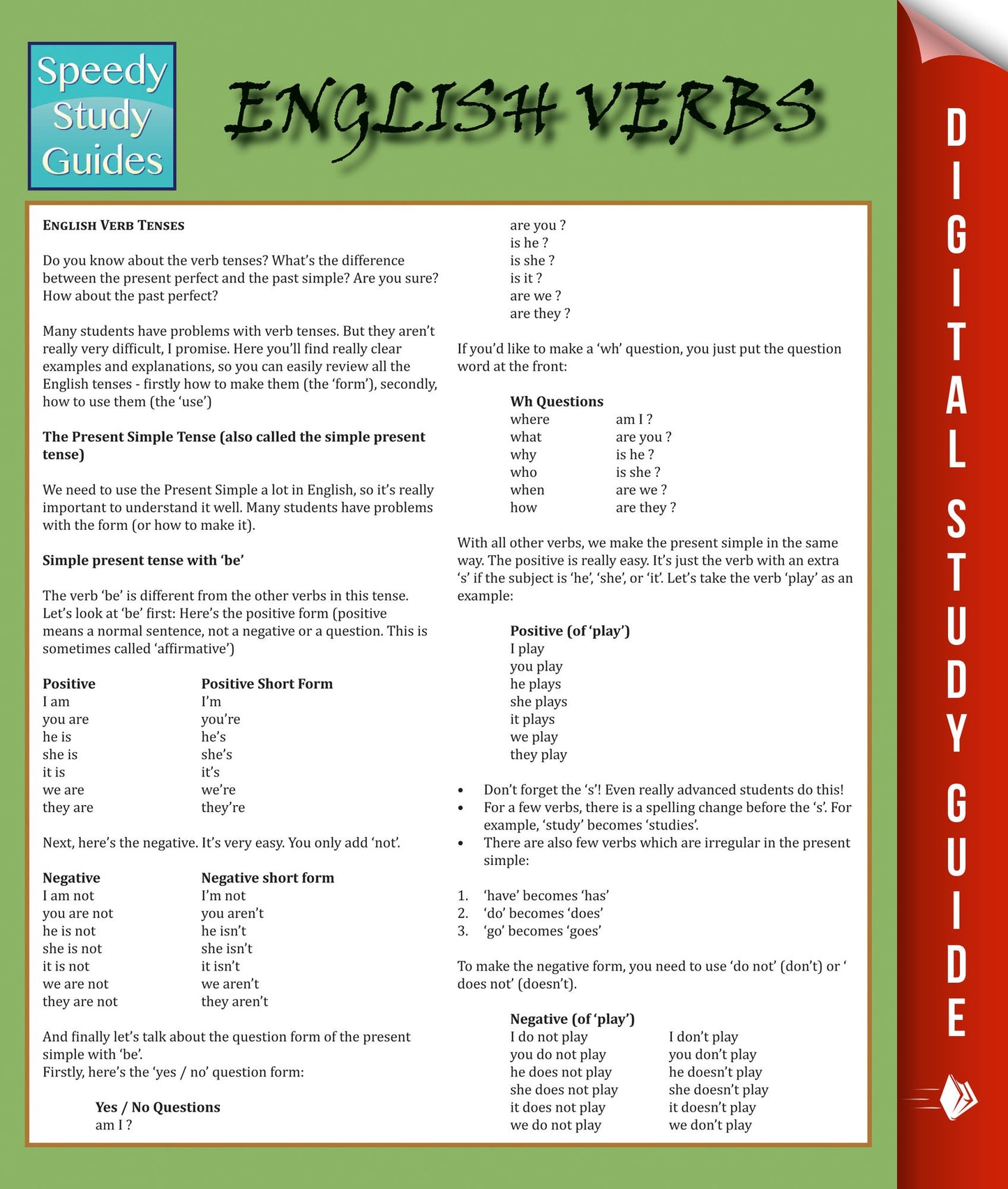 English Verbs: Speedy Study Guides