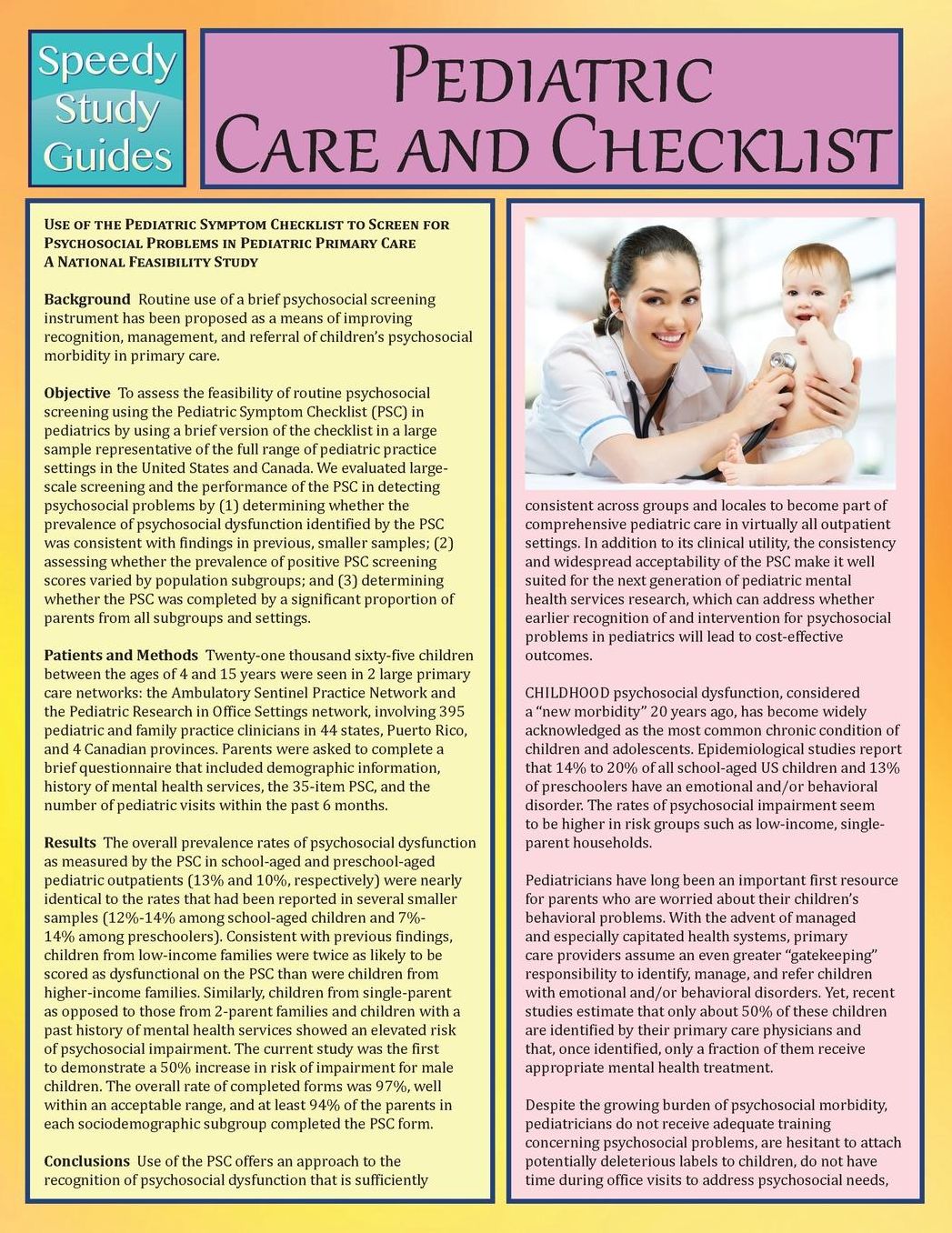 Pediatric Care and Checklist (Speedy Study Guide)