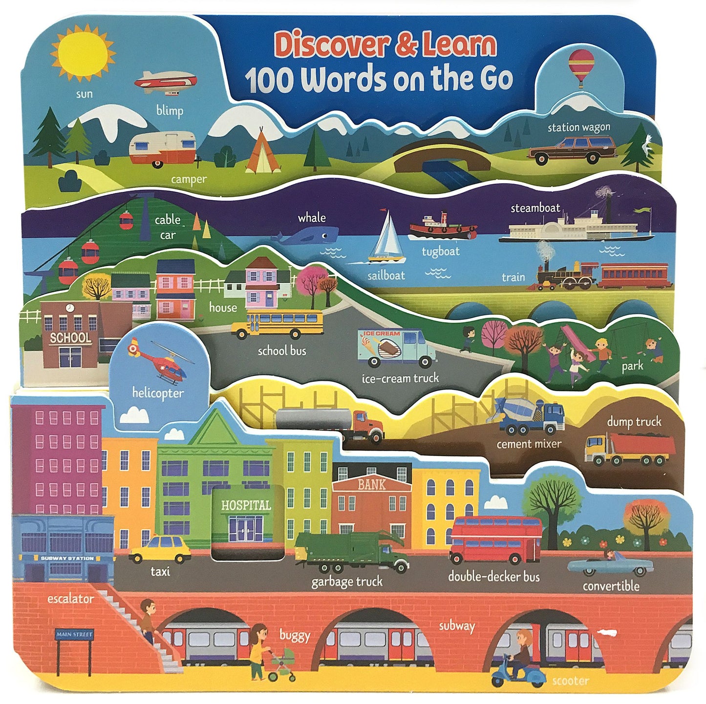 100 Words on the Go: Tiered Shaped Board Book