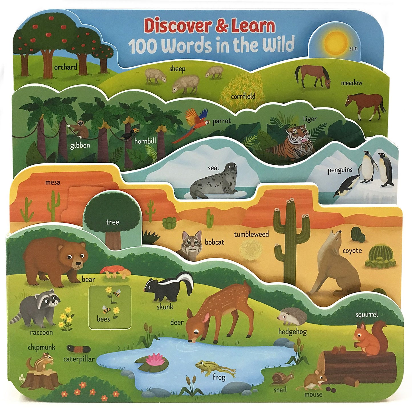 100 Words in the Wild: Tiered Shaped Board Book