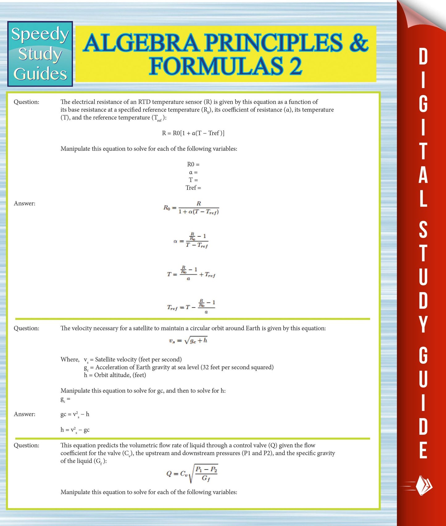 Algebra Principles And Formulas 2 (Speedy Study Guides)