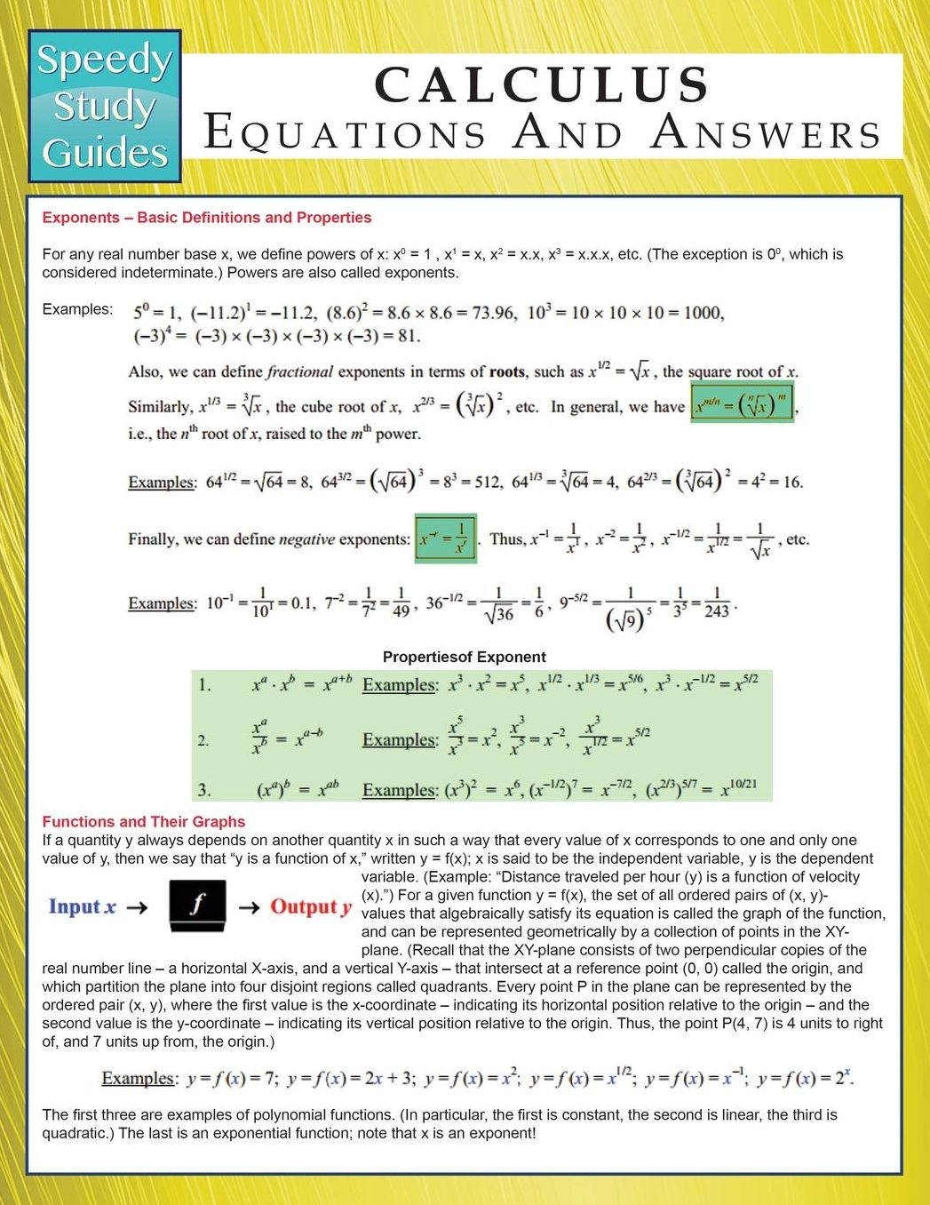 Calculus Equations and Answers (Speedy Study Guides)