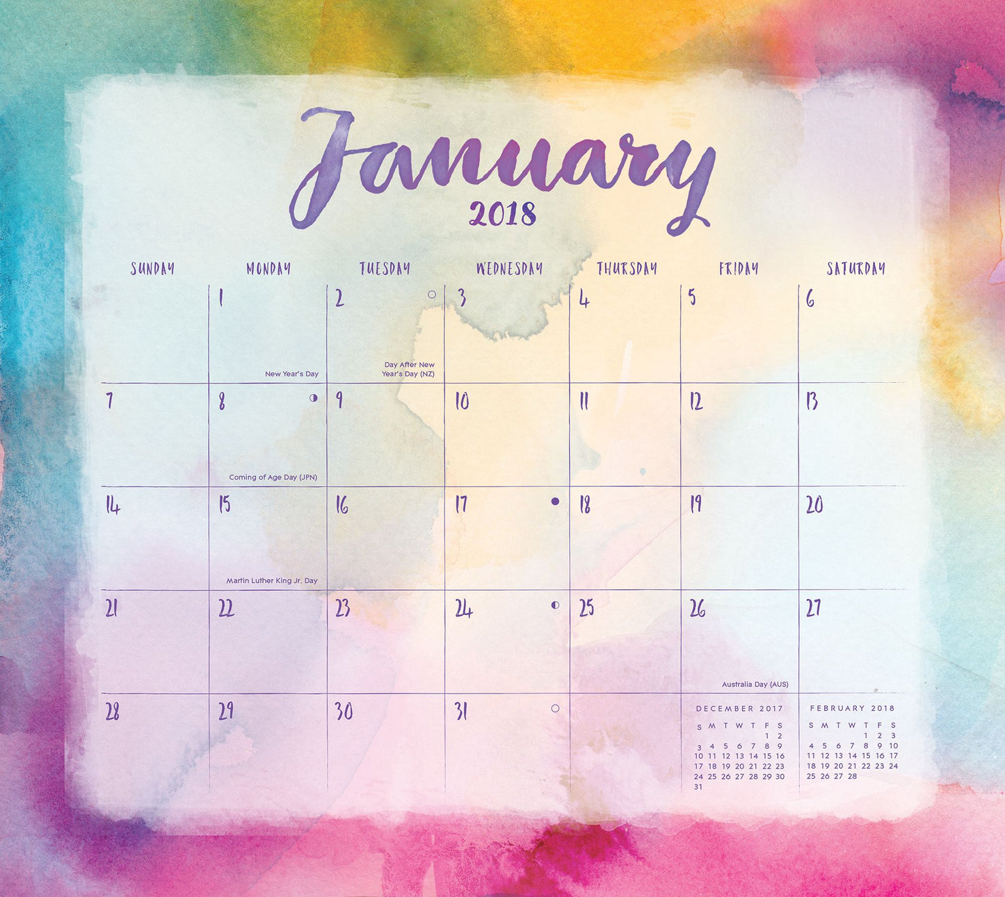 2018 Aquarelle Magnetic Monthly Pad