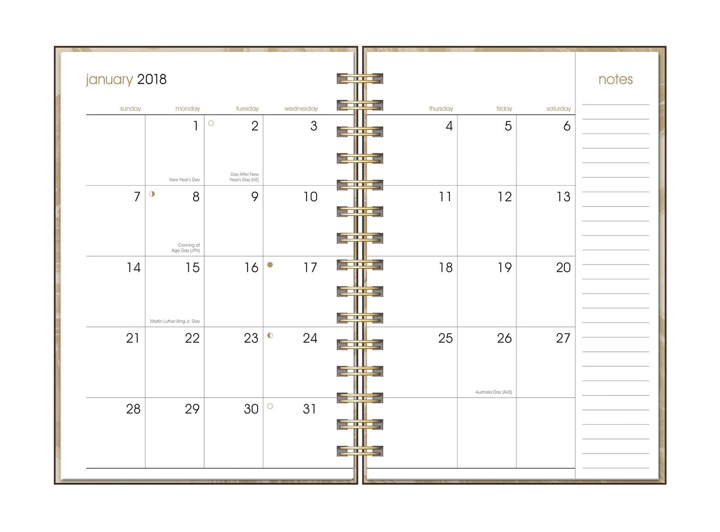 2018 Black Leatheresque Spiral Weekly Agenda