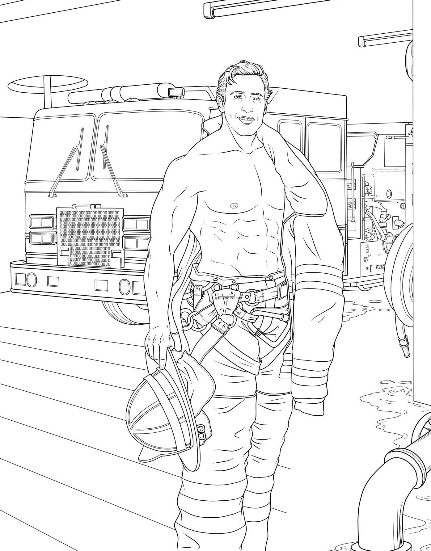 Men in Uniform Adult Coloring Book
