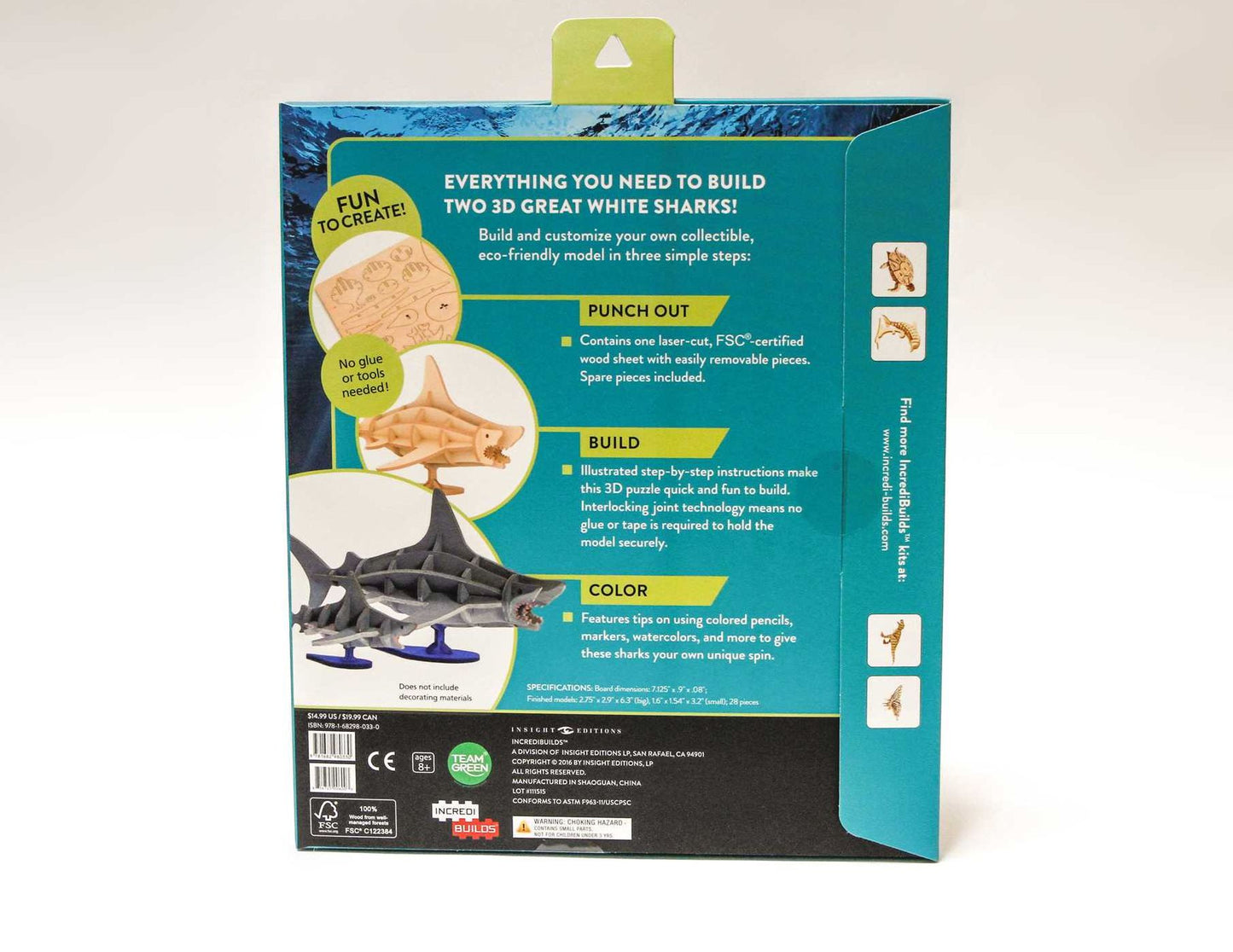 IncrediBuilds: Great White Sharks 3D Wood Model