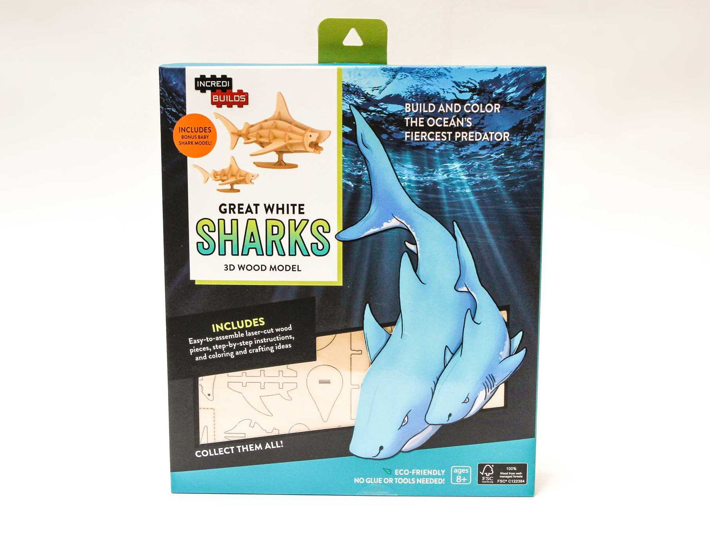 IncrediBuilds: Great White Sharks 3D Wood Model
