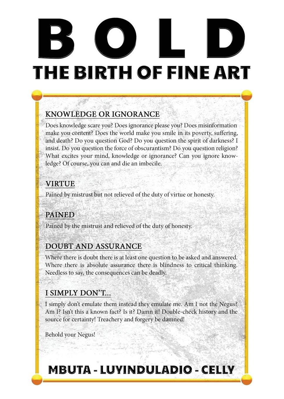 Bold - The Birth of Fine Art