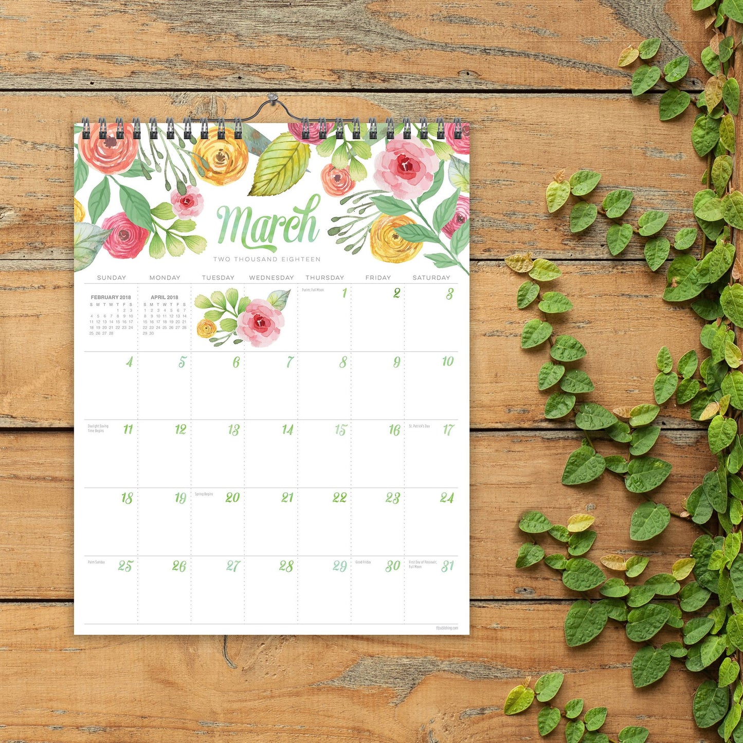2018 Flowers Monthly Wall Calendar