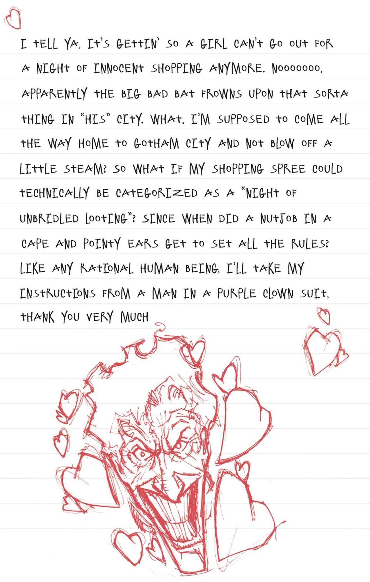 Harley Quinn Ruled Pocket Journal