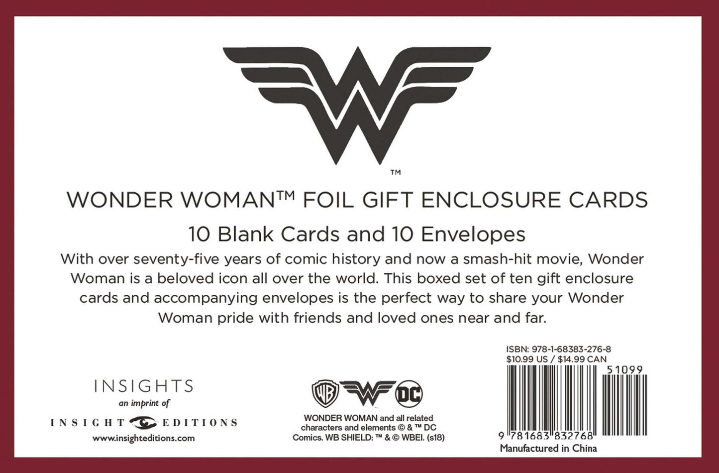 DC Comics: Wonder Woman Foil Gift Enclosure Cards (Set of 10)