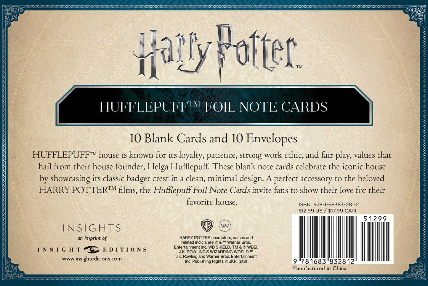 Harry Potter: Hufflepuff Foil Note Cards (Set of 10)