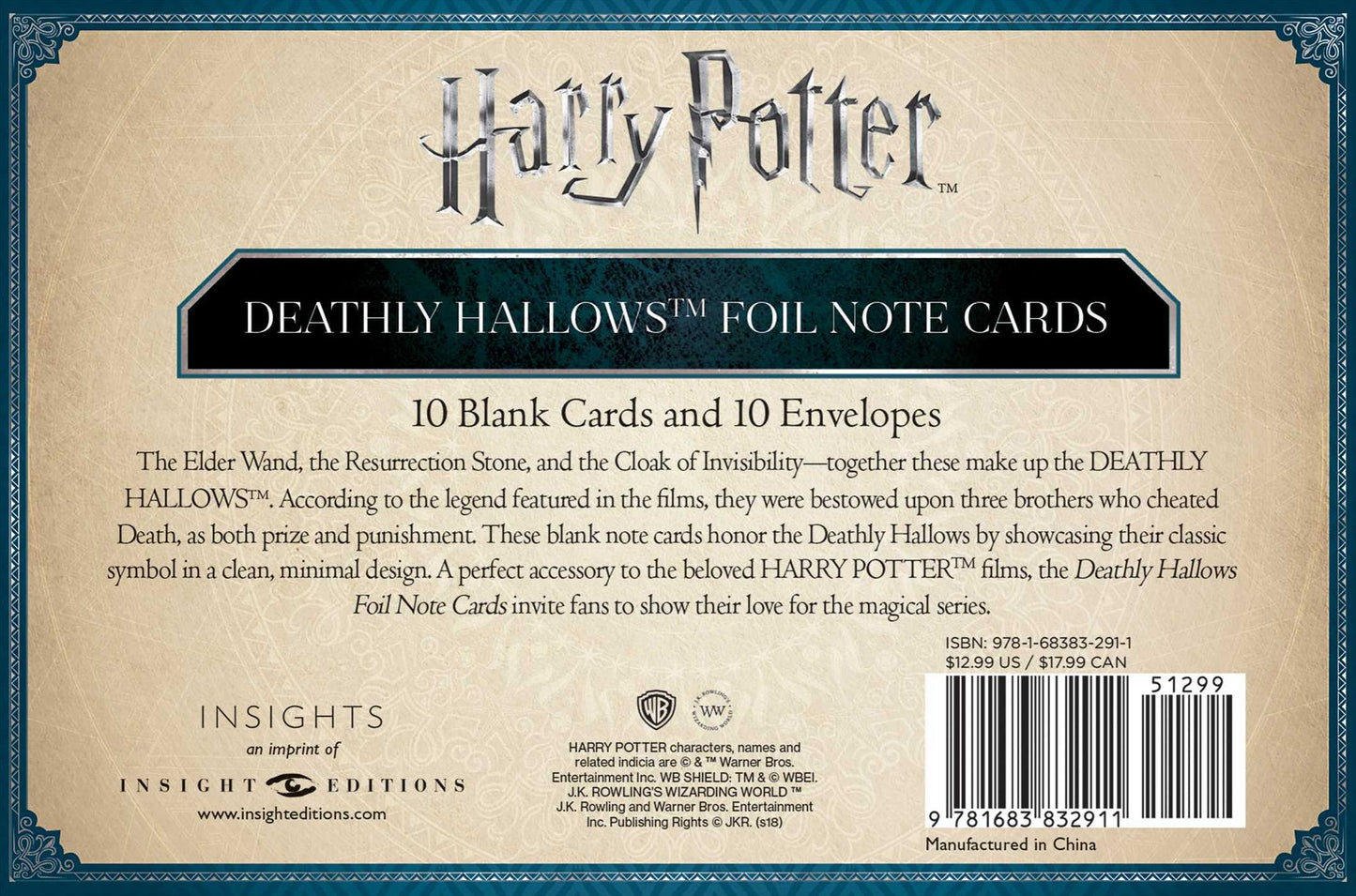 Harry Potter: Deathly Hallows Foil Note Cards (Set of 10)