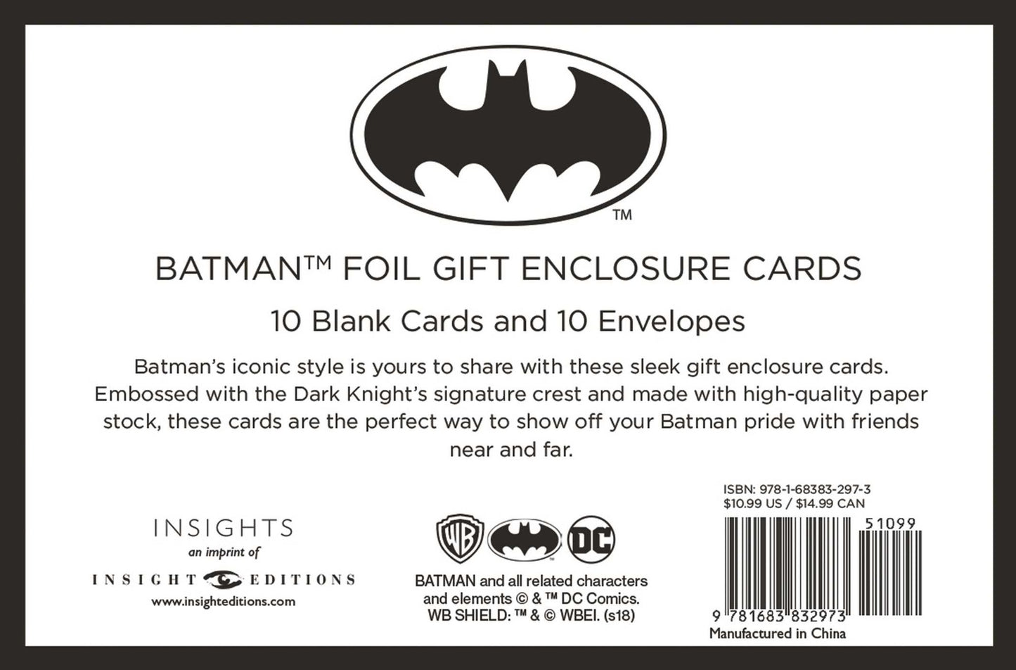DC Comics: Batman Foil Gift Enclosure Cards (Set of 10)