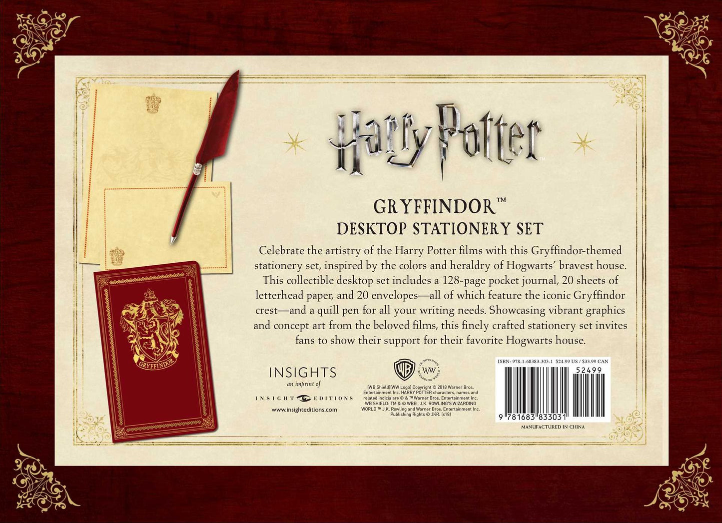Harry Potter: Gryffindor Desktop Stationery Set (with Pen)