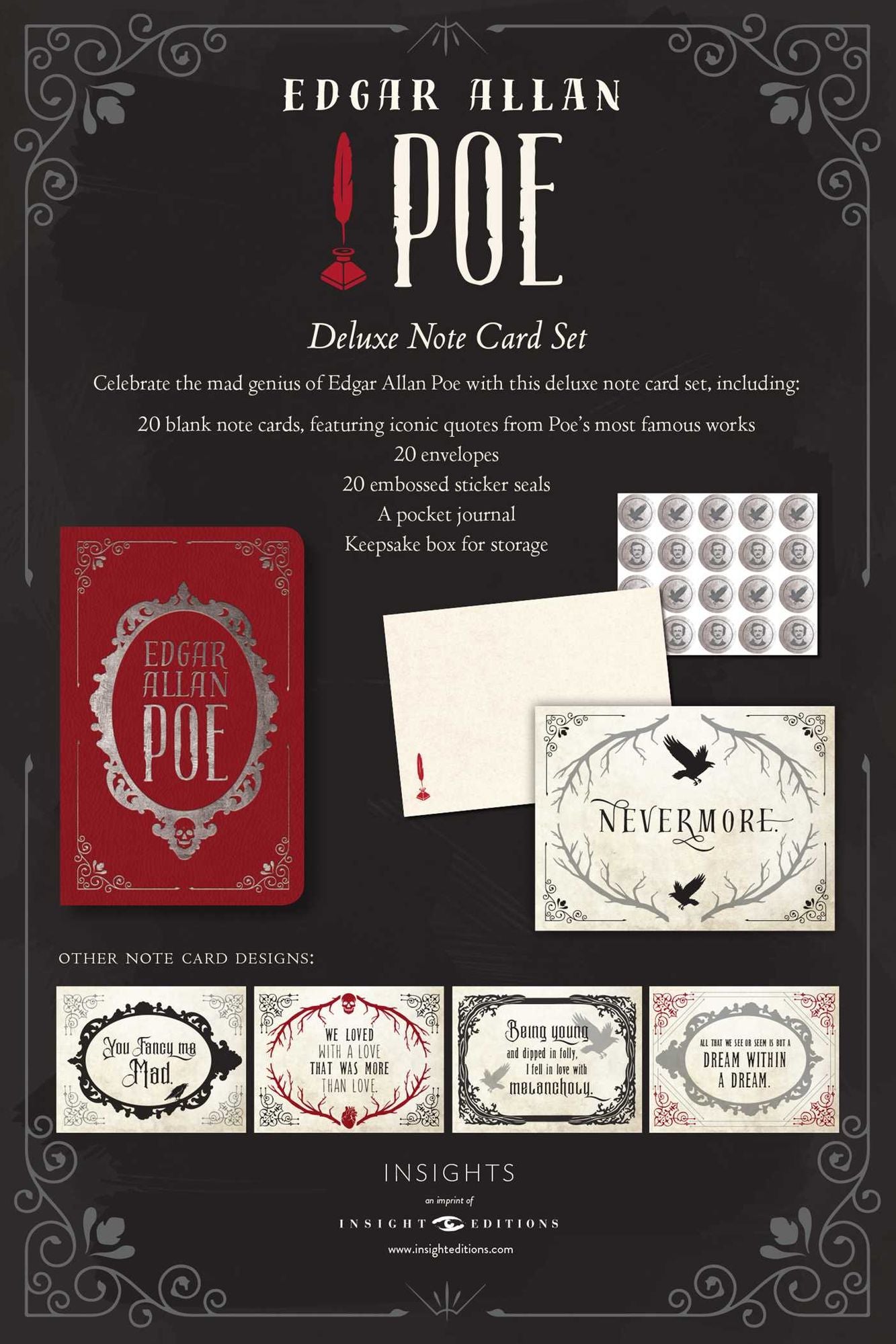 Edgar Allan Poe Deluxe Note Card Set (with Keepsake Book Box)