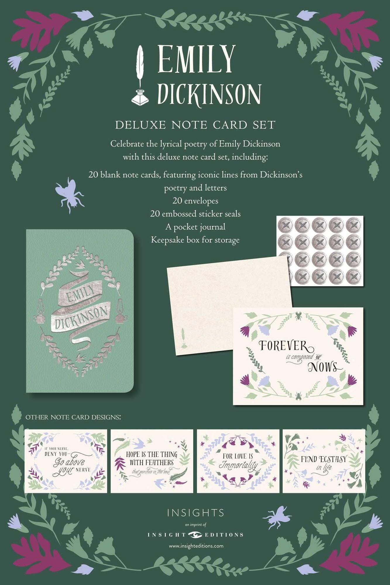 Emily Dickinson Deluxe Note Card Set (With Keepsake Book Box)