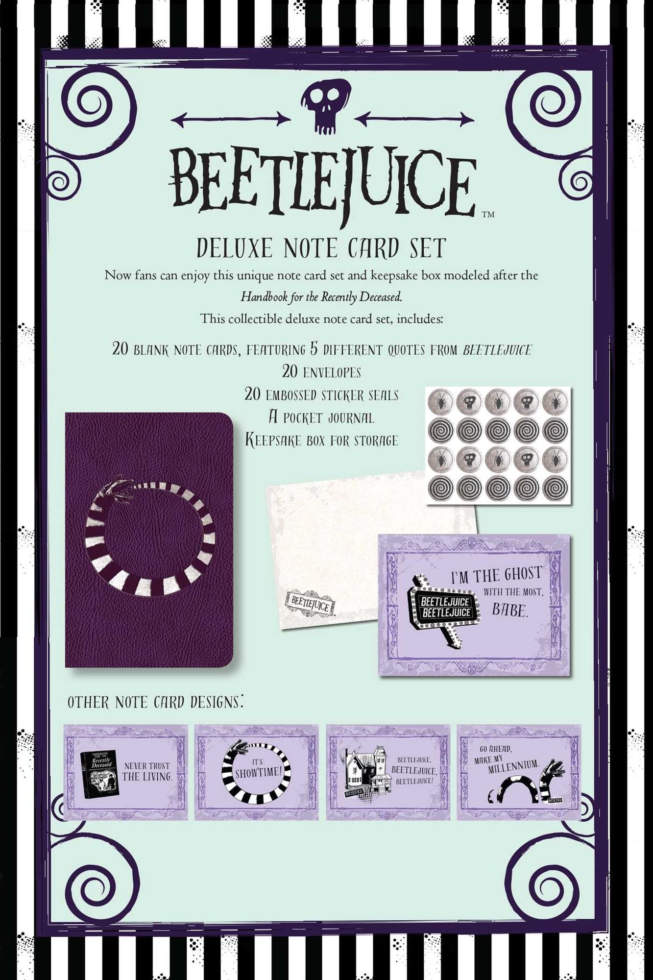 Beetlejuice: Handbook for the Recently Deceased Deluxe Note Card Set (With Keepsake Book Box)
