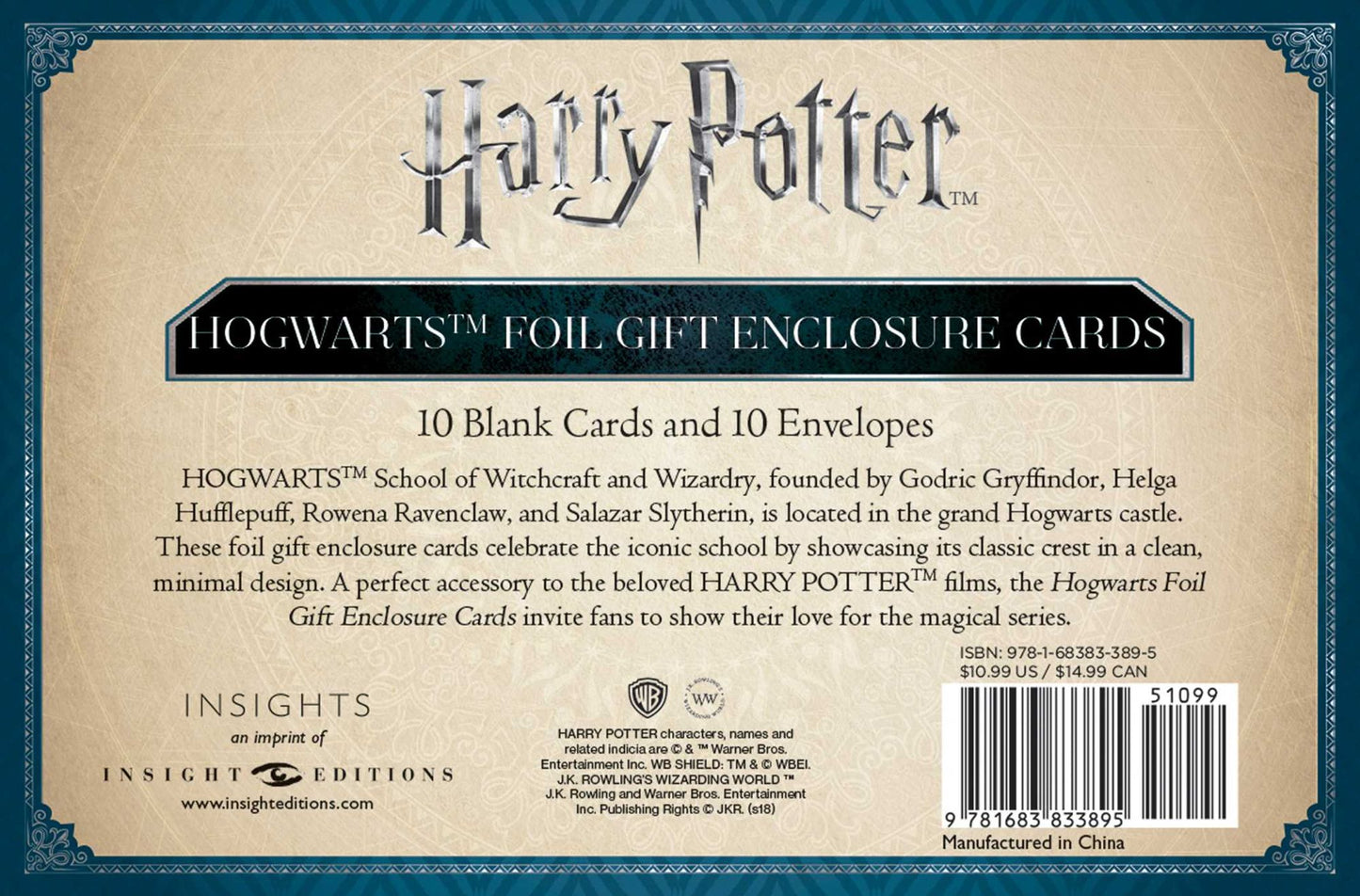 Harry Potter: Hogwarts Foil Gift Enclosure Cards (Set of 10)