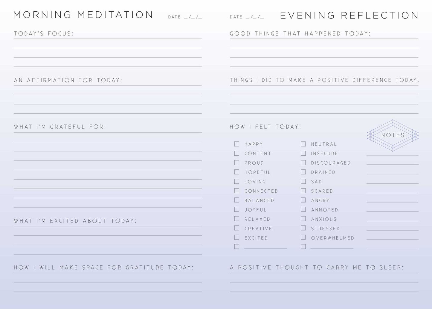 Gratitude: A Day and Night Reflection Journal (90 Days)