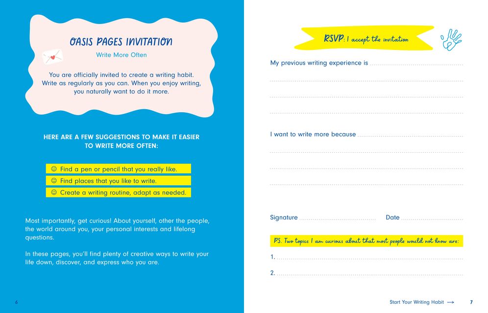 Oasis Pages: Guided Journey for Young Writers: Captivating Questions, Self-Expression Prompts, and Advice for Daily Writing