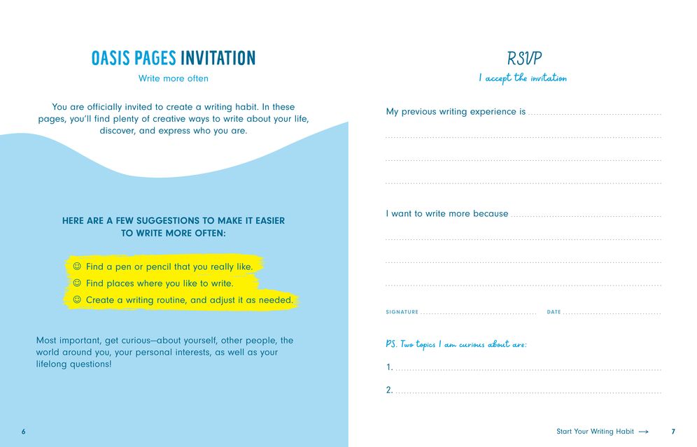 Oasis Pages: Guided Journey for Young Writers: Captivating Questions, Self-Expression Prompts, and Advice for Daily Writing