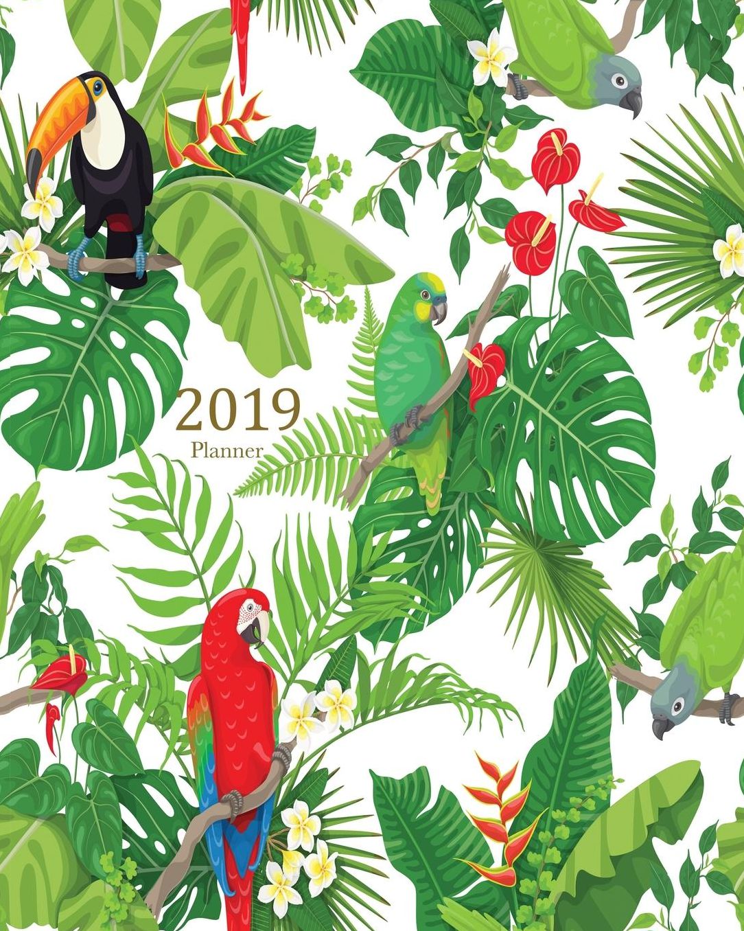 2019 Planner: Daily Weekly Monthly Planner Calendar, Journal Planner and Notebook, Agenda Schedule Organizer, Appointment Notebook, Academic Student Planner with Cute Tropical Birds and Plants (January 2019 to December 2019)