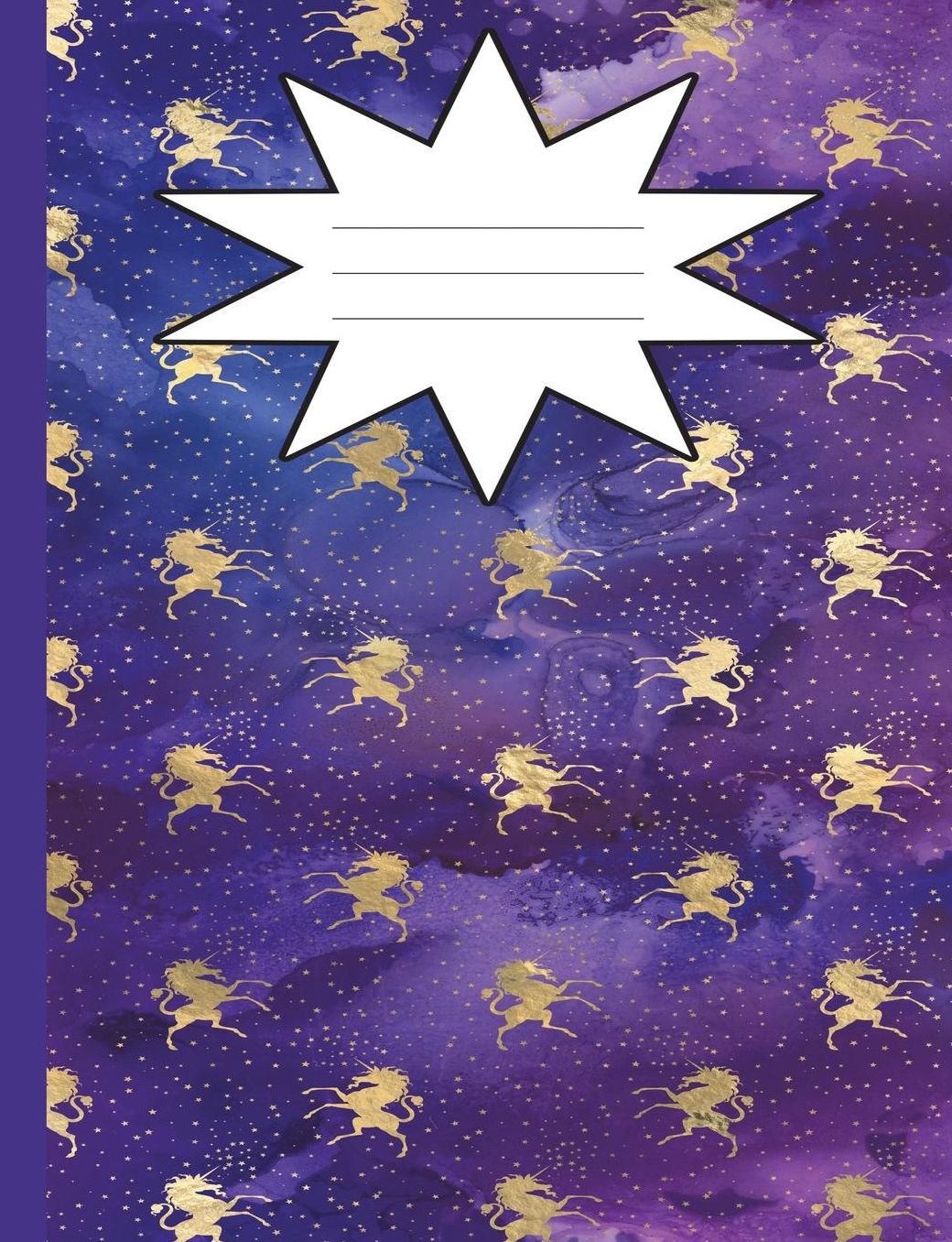 Space Unicorn Marble Composition Notebook - Wide Ruled: 130 Lined Pages