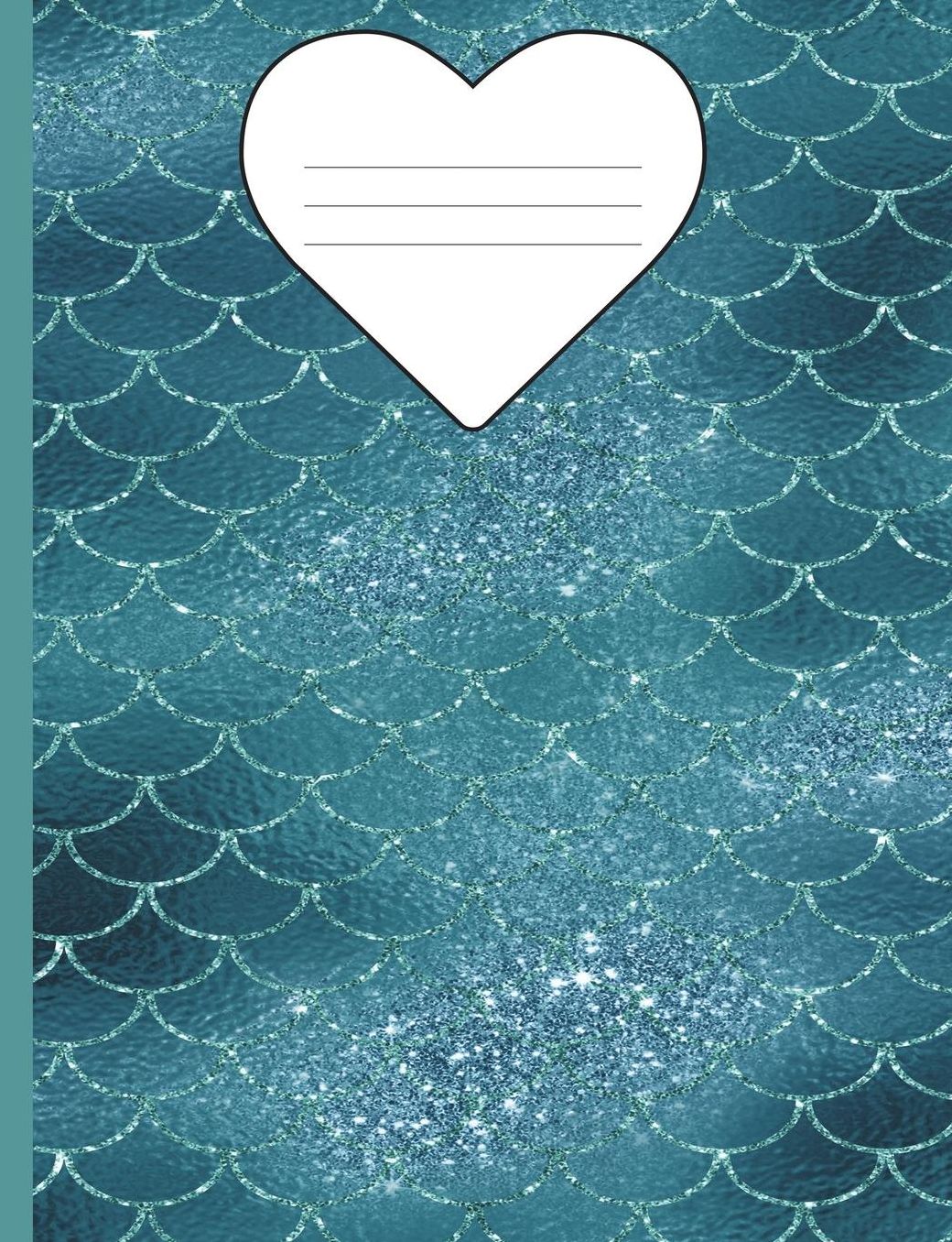 Composition Notebook Mermaid Glitter - Marble Wide Ruled: 100 Lined Pages
