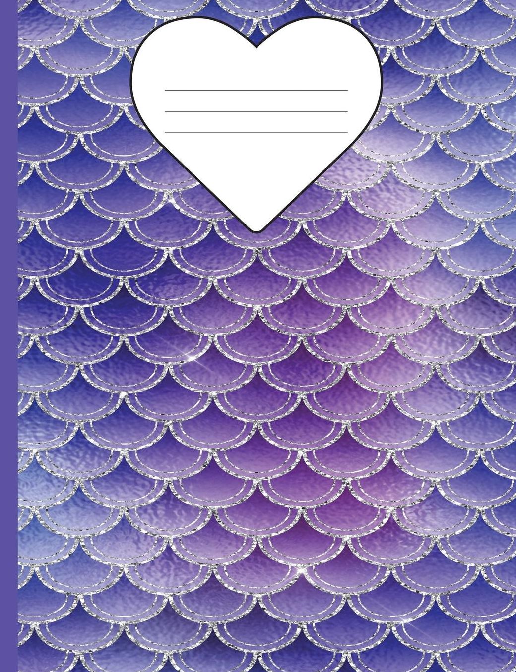 Composition Notebook Mermaid Glitter - Marble Wide Ruled: 100 Lined Pages