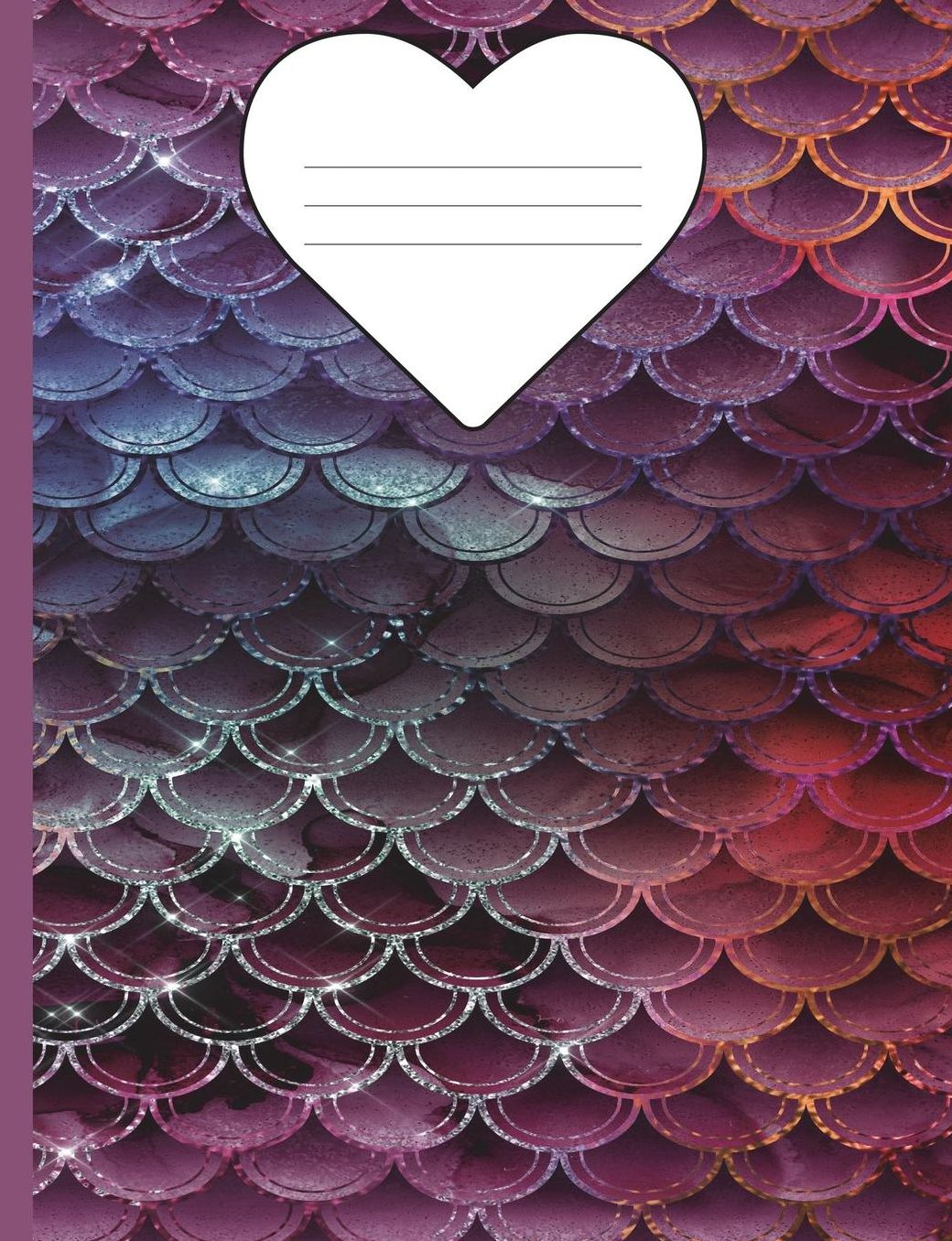 Composition Notebook Mermaid Glitter - Marble Wide Ruled: 100 Lined Pages