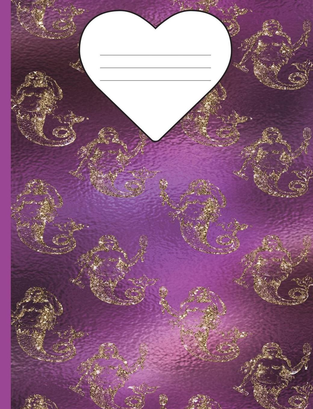 Composition Notebook Mermaid Glitter - Marble Wide Ruled: 100 Lined Pages