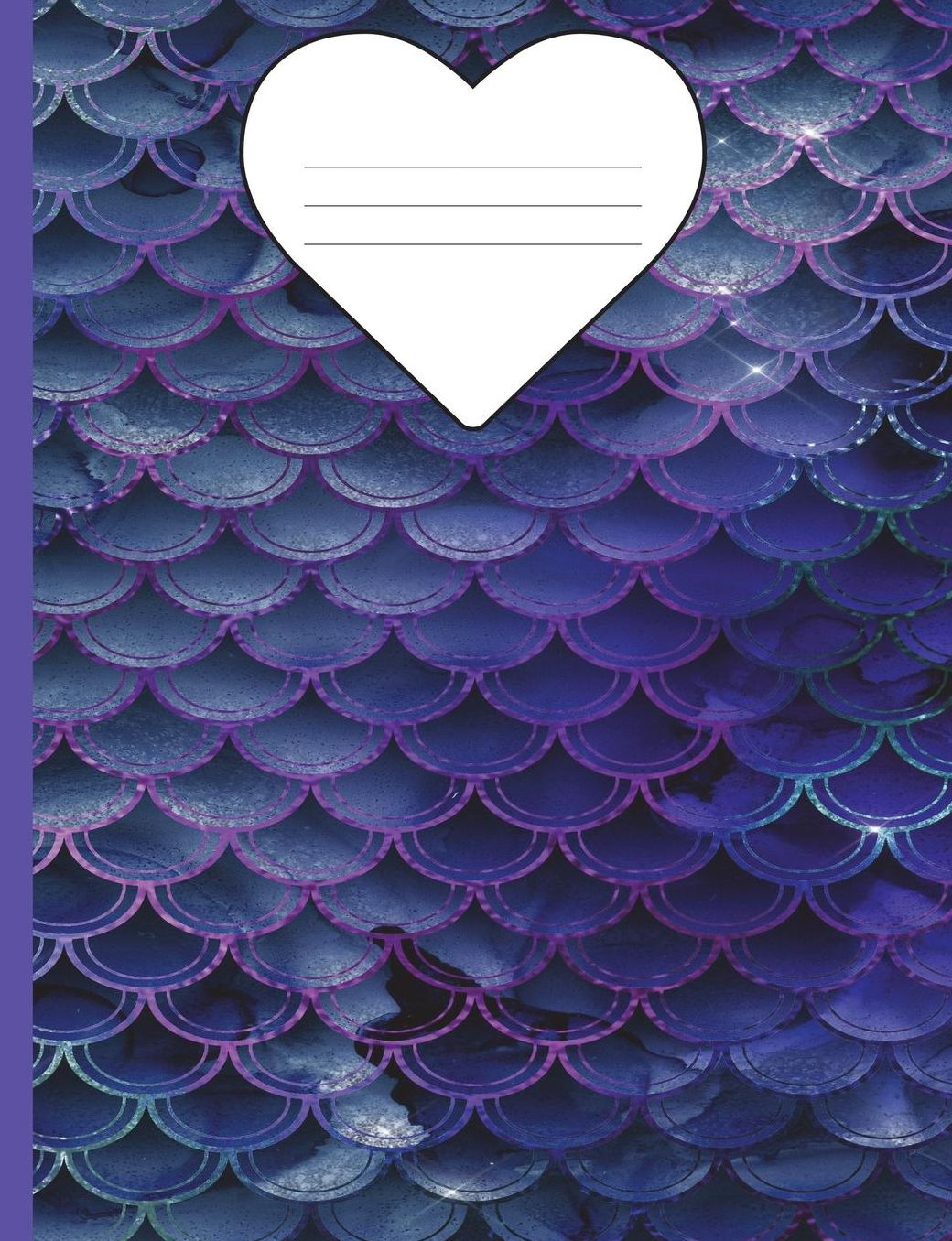 Composition Notebook Mermaid Glitter - Marble Wide Ruled: 100 Lined Pages