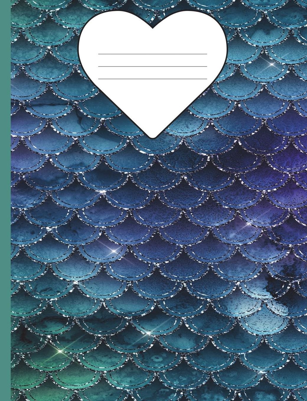 Composition Notebook Mermaid Glitter - Marble Wide Ruled: 100 Lined Pages