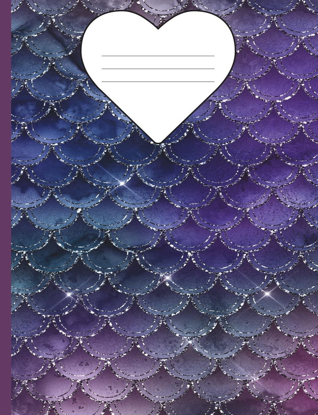 Composition Notebook Mermaid Glitter - Marble Wide Ruled: 100 Lined Pages